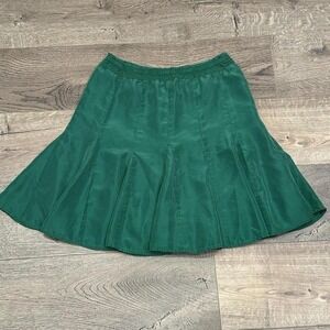 Banana Republic Size 2 100% Silk Kelly Green Skirt Ethereal Fairy Holiday Luxury